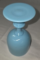 Vintage French Portieux Vallerysthal Blue Opaline Glass Water Goblet 6.5″ High