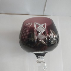 Lausitzer W.Germany Cut to Clear Crystal Amethyst Grapes Goblet Wine Glass 7.5″
