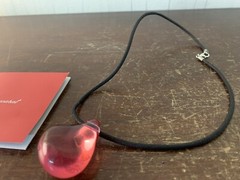 Baccarat Model 1 Pink Crystal Pebble Pendant Necklace