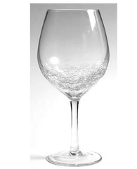 Pier 1 Crackle Clear Red Wine Glasses Goblets LG 8 5/8″ Tall, 18 ozs, Set/ 2