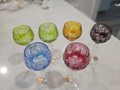 Set of 6 Nachtmann Traube Cut to Clear Cordial Glasses Sherry Wine Hock 4 5/8″