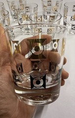 Set Of 10 Black & Gold Geometric Motif Old Fashioned Rocks Cocktail Glasses 6 oz