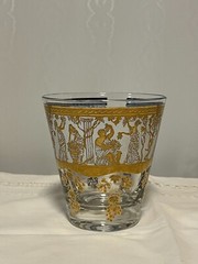 MCM Gold Tapered Cocktail Glass W/ Centaurs and Greek Roman Goddess