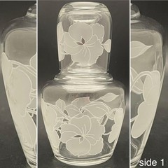 Crystal 2pc Morning Glory Pansy Bedside Tumble-Up Carafe/Decanter 7.25″t 16oz