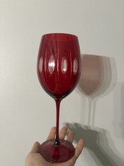 6pc Italo Home Hand Cut Ruby Red Wine Glasses 9.75″ Turkey NEW w/ Stickers