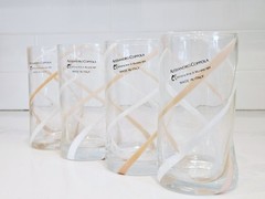 Alessandro Coppola Murano Glass Tumblers Set 4 Italy Art Glass 5.9” Swirl