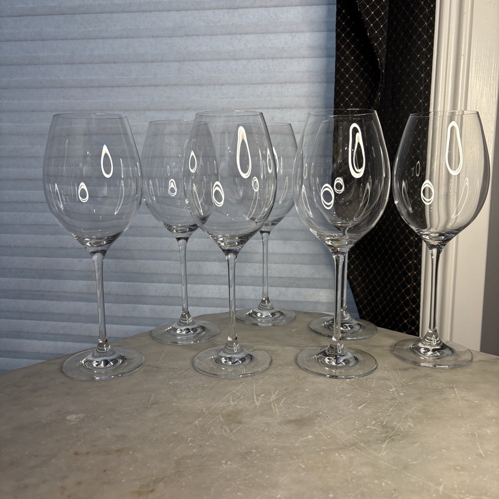 Elegant Set Of RONA Crystal Bordeaux Wine Glasses 9-1/4″ Tall Slovakia(7)