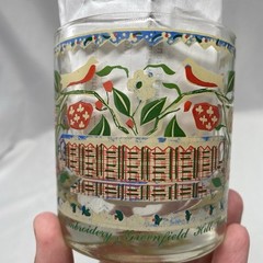 Vtg MCM Georges Briard Glasses Set Of 4 Applique and Embroidery Birds Flowers