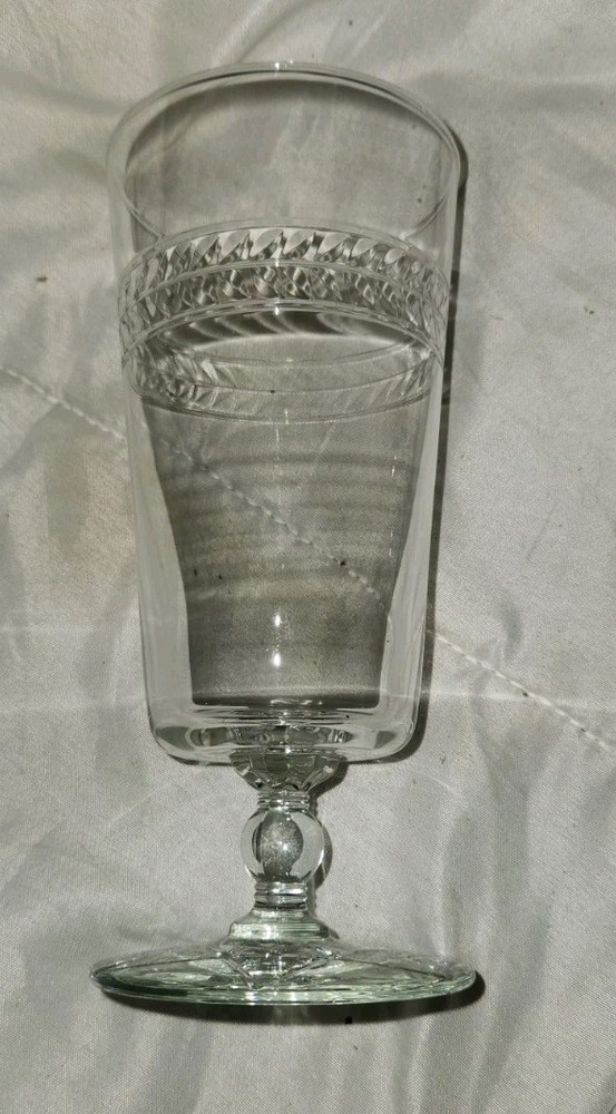 VTG Tiffin Franciscan Woodstock Hobstar Star Cut Footed Base Glass Wreath Band