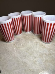 Hazel Atlas Candy Stripe Tumblers set of 5 Milk Glass 50’s-60’s