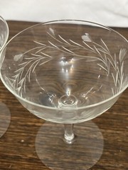 Fostoria Sherbert Glasses (3) Etched Wheat Pattern And 1 Brandy Glass