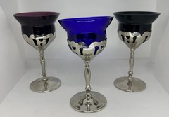 Farber Bros Krome Kraft Cambridge 6 Vintage Art Deco Colored Cocktail Glasses