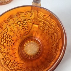 Vintage Indiana Glass Harvest Grape Marigold Carnival Punch Cups Set of 4 Amber
