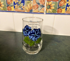 Retro BROCKWAY Flower of the Month Tumbler Glass MORNING GLORY September 1970’s