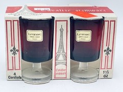NEW NOS 8 Luminarc Cavalier Ruby Red Cordial Sherry Glasses MCM Clear Base VTG