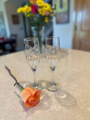 champagne flute, collector, glass, 2020, 8 1/8 inches tall