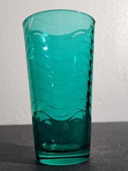Vintage Sea Green 12oz Glass Tumbler Wavy Pattern by Pasabahce Glass