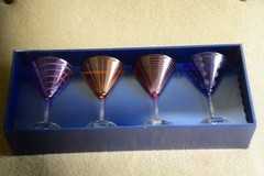 Mikasa Martini Glasses Cheers Mix Various Colors & Cut Patterns Set/4 NIB