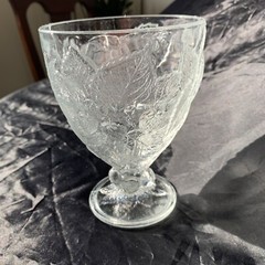 OPTIC PASABAHCE TURKEY CIRCLE OF ART GLASS 3D RAISED FRUIT COCKTAIL GLASS
