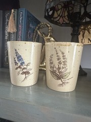Vintage Whimsical Primula Italy Pottery Tumblers, Set Of 2 Drinkware