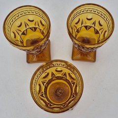 Indiana Glass Dessert Goblets Glass Amber Set of 3 Vintage Colony Park Lane