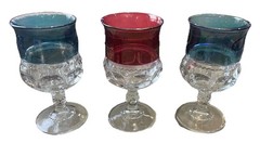 Tiffin-Franciscan King’s Crown Goblets (2)Blue (1)Red