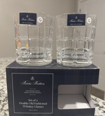 Brooks Brothers Set of 2 Double Old Fashioned Whisky Glasses European Crystal