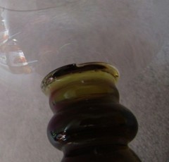 Pair Vtg BOHEMIAN CZECH GRAPE 🍇 LEAF Etched GOBLET HOCK Clear Olive Green Stem
