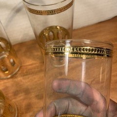 GORGEOUS VTG Set of 7 MCM Culver 22kt Gold Antigua Highball Glasses Barware