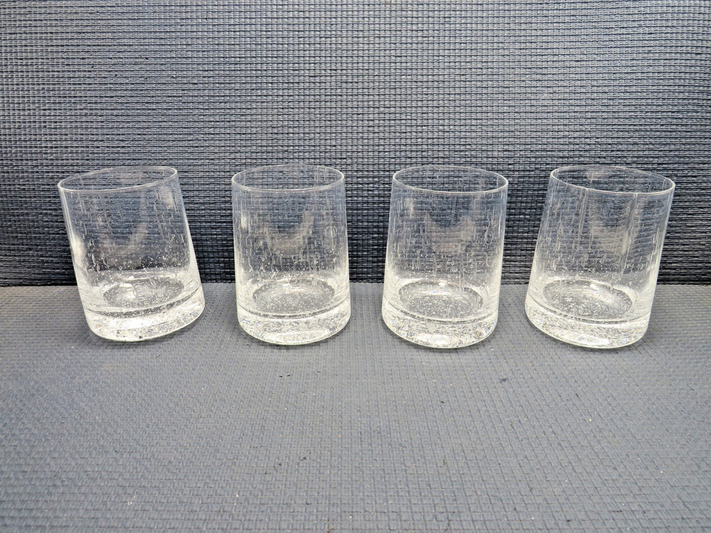 Schott Zweisel Crystal Falling Rain/Bubble Glass 4 Juice Tumblers 3 3/4″t