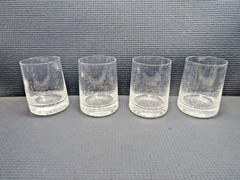 Schott Zweisel Crystal Falling Rain/Bubble Glass 4 Juice Tumblers 3 3/4″t