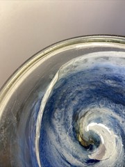 Cobalt Blue Hand Blown Goblet Chalice Brass Stem DECORATIVE ONLY