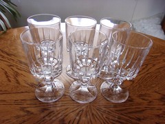 Wine RCR Cut Crystal 6 1/8″ Knob Stem Vertical Cut – Set of 6
