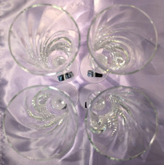 4 «Valerie» Frosted Stem Champagne Flute 9.5″ Crystal Clear 6oz Optic Swirl Bowl