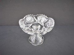 2 EAPG Victorian Green Optic Ribbed Tumblers Sweet Enameled White Blue Flowers
