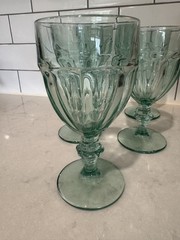 Vintage Libbey Duratuff Gibraltar Spanish Green Wine/Water Goblets, Set Of 5