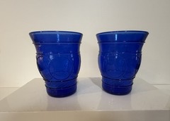 Vintage Ring O Rings Cobalt Blue Glass Tumblers Maryland Glass Pair
