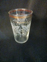 Bartlett Collins Vintage Frosted Grape Vine 22KT Gold Trim 5 Oz Glass Tumbler