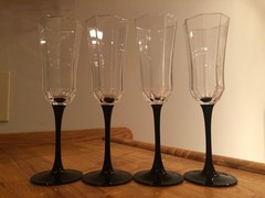 Luminarc Octime Luminarc Black Long Stem Crystal Octagon Champagne Flutes ~ S4