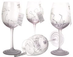 ION TAMAIAN Art Glass Large Goblet Purple Set/4 Signed Hand Painted Romania New