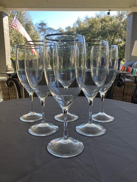 Ariel by Lenox – Six Vintage Platinum Rim Water/Iced Tea Glasses