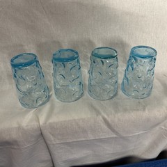 Bryce El Rancho Cerulean Blue Juice Glasses Set of 4 MCM 50-60’s Textured Rare!