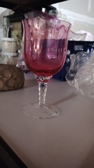 Set of 8George Borgfeldt Cran lisa 6-1/4″ and (6) of 4-3/4″ Glasses Twisted Stem