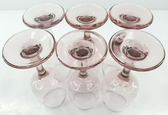 6 Libbey Premiere Pink Water Goblets Set Vintage Elegant Stemware Plum Glass Lot