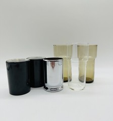 LOT 3 Vintage MCM Henry & Miller Retro Kraftware 10oz Tumblers w Holders Silver
