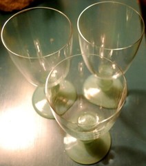 Vintage Set 3 ISABELLE GREEN Water Goblets Glasses VILLEROY & BOCH Jade 6 7/8″