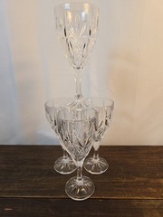 4pc Godinger Crystal Milano «Star Blossom» Clear Blown Glass Wine/Water Glasses