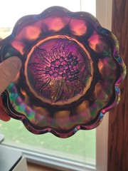 Sweet Electric Purple Imperial Carnival Glass Heavy Grape Bowl
