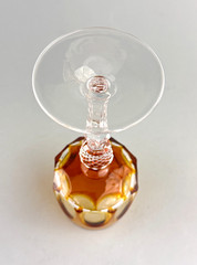 Nachtmann Antika Amber Panel Cut Crystal Knob Stem Hock Wine Glass 7 7/8»
