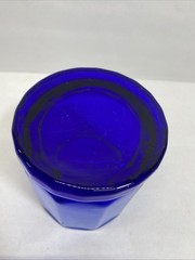 (1) Vintage Anchor Hocking Essex Cobalt Blue 10-Panel 3.5″ Whiskey Lowball Glass